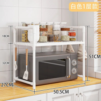 Kitchen with armrest, hook, seasoning sorting rack, microwave oven rack, widened and thickened oven, bread machine storage rack