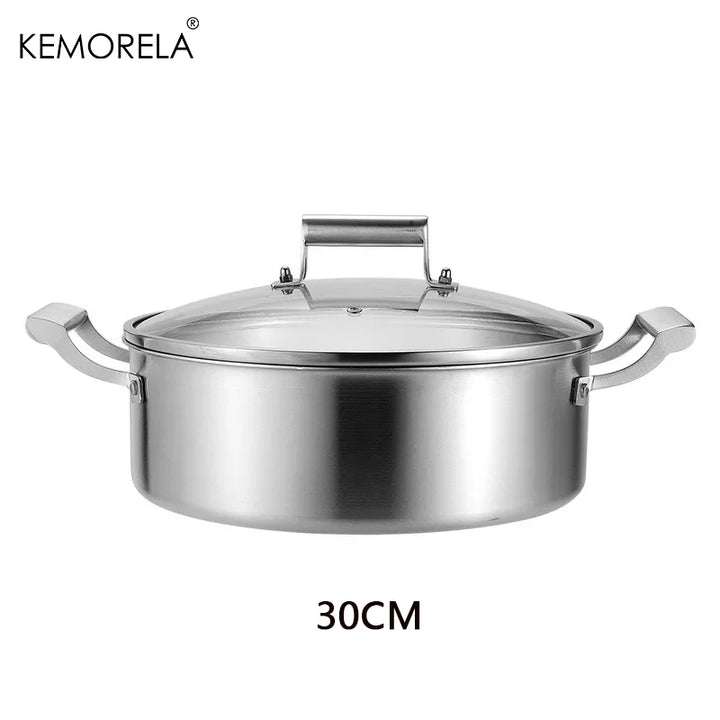 304 Stainless Steel Hot Pot German Five-layer Steel Hot Pot European Style Double Handle Soup Pot With Glass Cover Chinese Pot - Eagle 