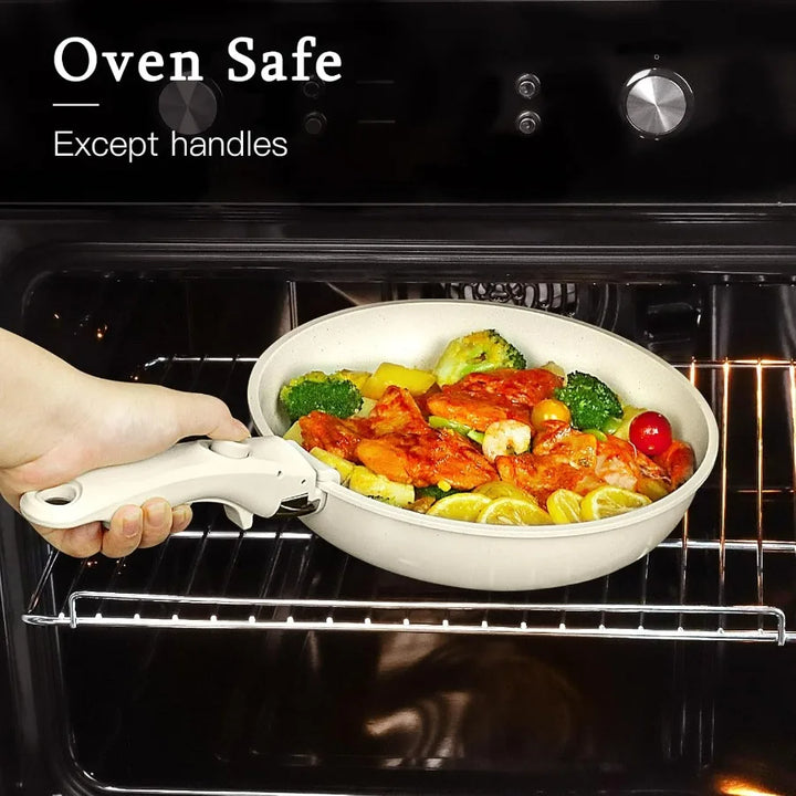 21Piece Ceramic Cookware Set with Detachable Handles for Healthy Cooking NonStick NonToxic PFAS PFOA PTFE Free Suitable for Dis - Eagle 