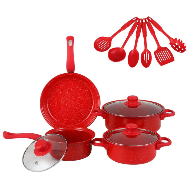 13pcs Nonstick Cookware Set with Frying Pan+Saucepan+Casserole - Induction & Gas Safe Colorful Kitchen Pots for Home Cooking - Eagle 