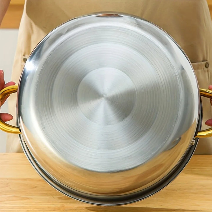 5-Piece Golden Stainless Steel Cookware Set - Durable, Multi-Purpose, Easy to Clean, Compatible with All Stoves, Non-Stick, - Eagle 