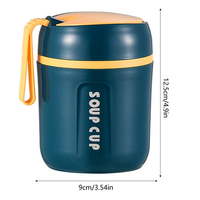 480ml Lunch Flask Stainless Steel Thermos Cup With Foldable Spoon Portable Food Flask Leak Proof Soup Flask For Kids Adult