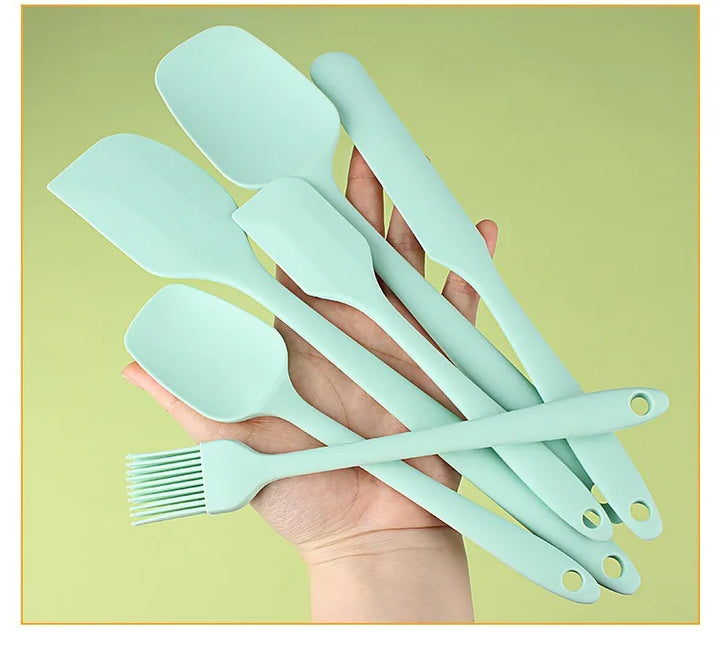6pc Silicone Spatula set for baking-cake frosting kit with brush, non-stick scrapers & cream spreads |   cute kitchen gadgets - Eagle 