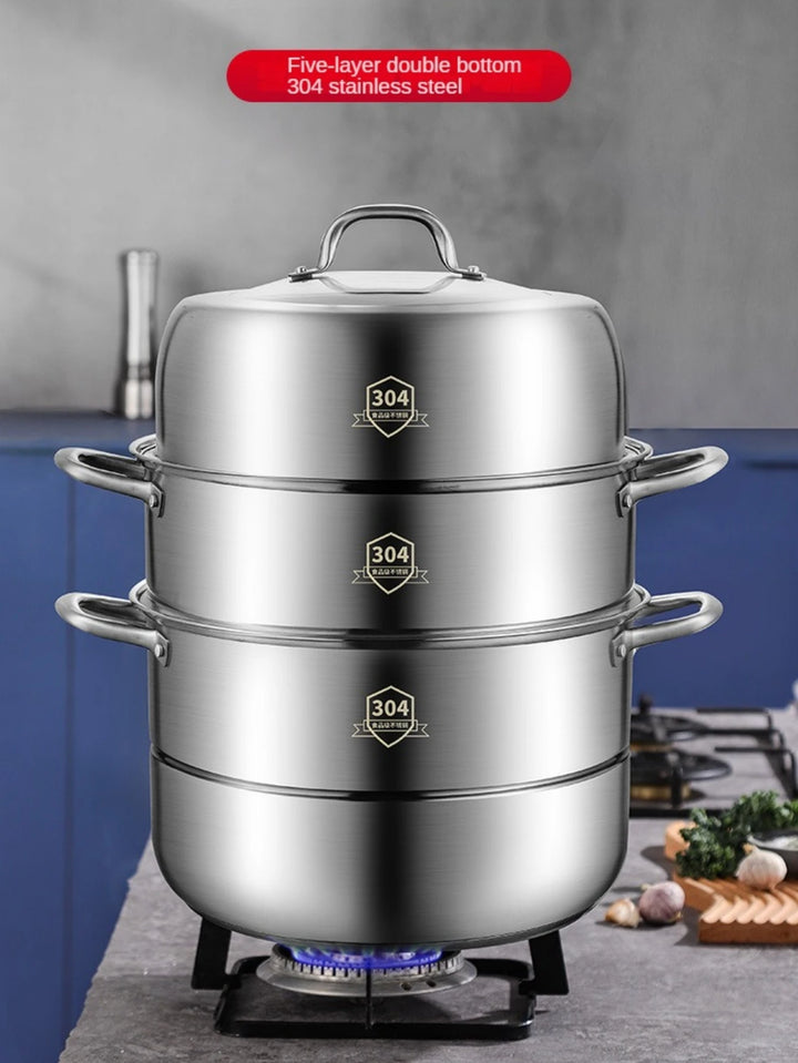 New Product 304 Stainless Steel Steamer Pot Soup Set Stainless Steel Cooker Cooking Soup Pot Steamer Pot - Eagle 