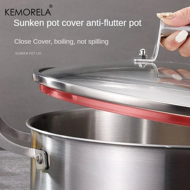 304 Stainless Steel Hot Pot German Five-layer Steel Hot Pot European Style Double Handle Soup Pot With Glass Cover Chinese Pot - Eagle 