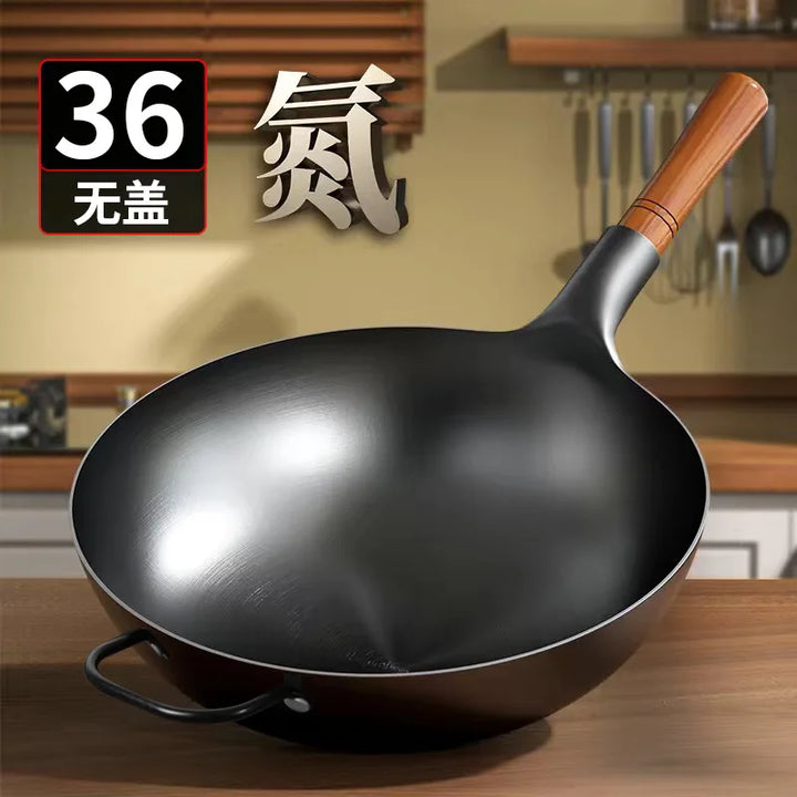 Vintage iron wok for home use, uncoated non-stick frying pan, specifically designed for restaurant chefs using gas stoves - Eagle 