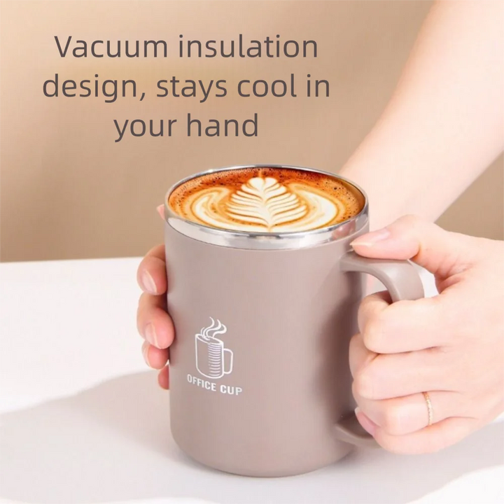 Double-Wall Mug 304 Stainless Steel with Drinking Straw Insulated Coffee Cup Large Capacity Heat-resistant Thermal Water Cup - Eagle 