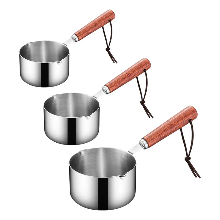304 Stainless Steel Mini Soup Pot with Wooden Handle Condiment Sauce Pan Small Saucepan for Making Sauces Heating Milk Kitchen - Eagle 