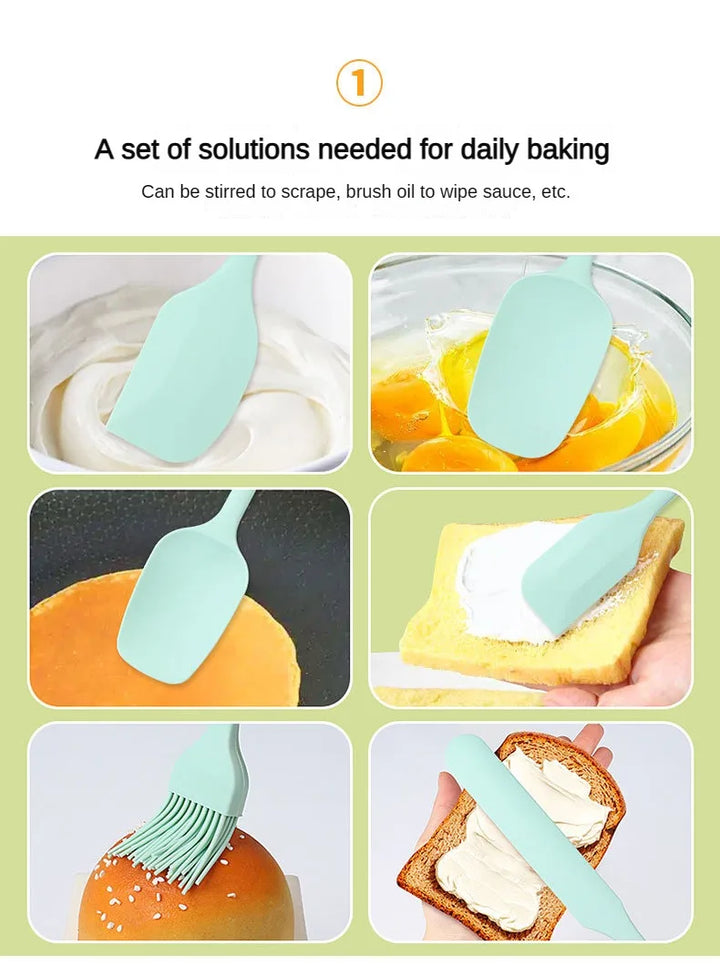 6pc Silicone Spatula set for baking-cake frosting kit with brush, non-stick scrapers & cream spreads |   cute kitchen gadgets - Eagle 