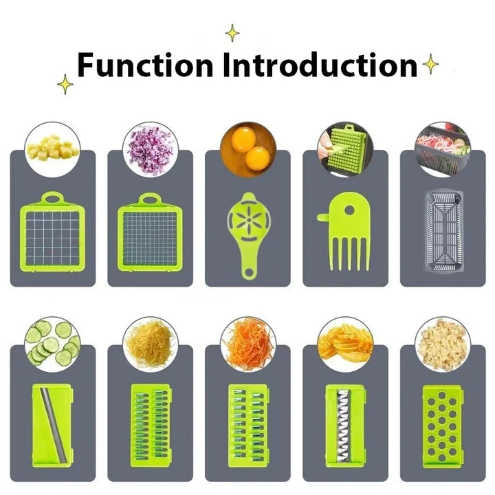 15IN1 Multifunctional Vegetable Cutter Potato Slicer Carrot Grater Kitchen Accessories Gadgets Steel Blade Kitchen Tool - Eagle 
