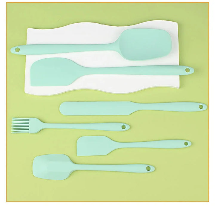 6pc Silicone Spatula set for baking-cake frosting kit with brush, non-stick scrapers & cream spreads |   cute kitchen gadgets - Eagle 