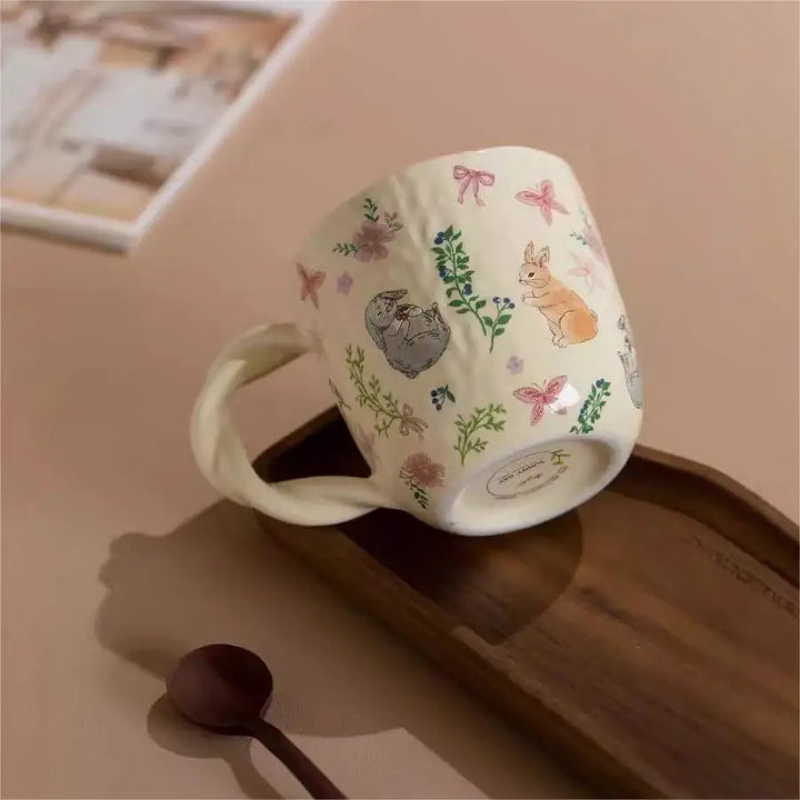 Mori cloth texture ceramic cup creative Fried Dough Twists handle cartoon coffee cup - Eagle 