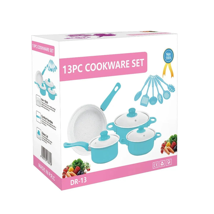 13pcs Durable Non Stick Cookware Set Multifunctional Kitchen Utensil Soup Milk Pot Maifanstone Frying Pan Household - Eagle 