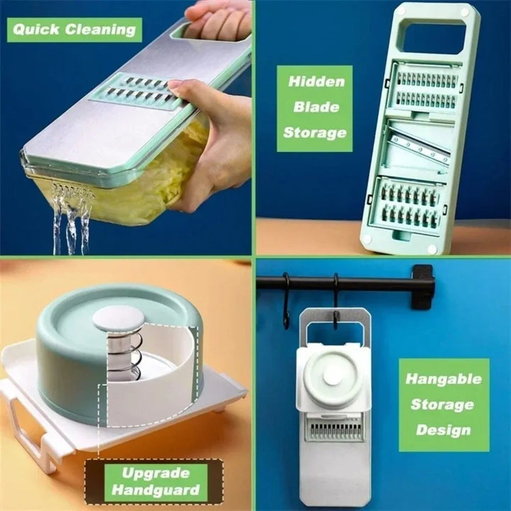 Duarble Adjustable 6 in 1 Veggie Slicer Multifunctional Manual Operation Vegetable Cutter Stainless Steel Julienne Shredder - Eagle 