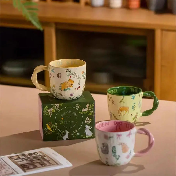 Mori cloth texture ceramic cup creative Fried Dough Twists handle cartoon coffee cup - Eagle 