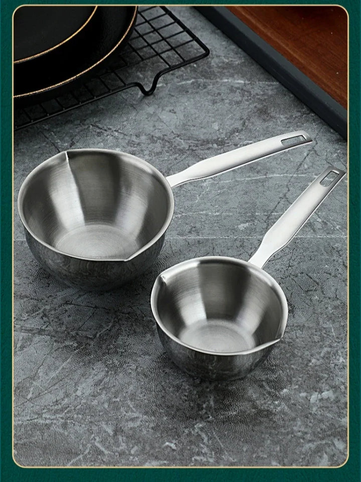 1Pcs Stainless Steel Oil Pot Wooden/Steel Handle Mini Soup Milk Pots Thicken Small Saucepan Cooking Tools Kitchen Accessories - Eagle 