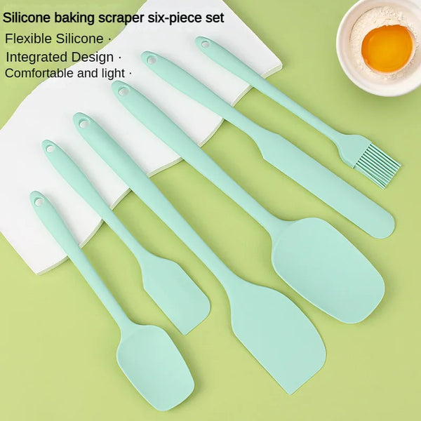 6pc Silicone Spatula set for baking-cake frosting kit with brush, non-stick scrapers & cream spreads |   cute kitchen gadgets - Eagle 