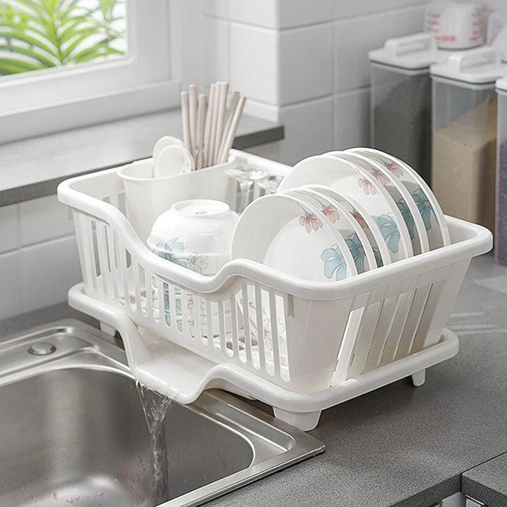 Kitchen Drainage Rack With Drainer Board Countertop Utensils Plates Chopsticks Bowls Spoons Storage Dish Drying Rack - Eagle 
