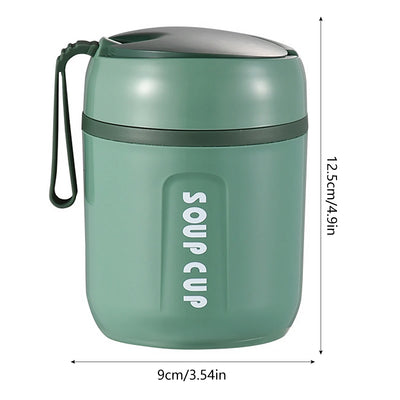480ml Lunch Flask Stainless Steel Thermos Cup With Foldable Spoon Portable Food Flask Leak Proof Soup Flask For Kids Adult