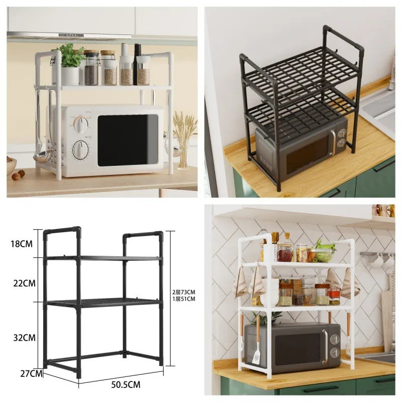 Kitchen with armrest, hook, seasoning sorting rack, microwave oven rack, widened and thickened oven, bread machine storage rack