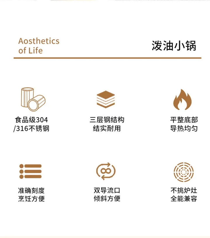 Multi Functional Stainless Steel Hot Oil Special Small Pot Mini Overflow Pot Household Mini Auxiliary Food Oil Splash Small Pot - Eagle 