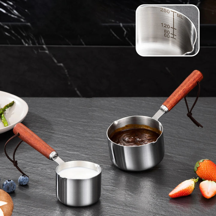 304 Stainless Steel Mini Soup Pot with Wooden Handle Condiment Sauce Pan Small Saucepan for Making Sauces Heating Milk Kitchen - Eagle 