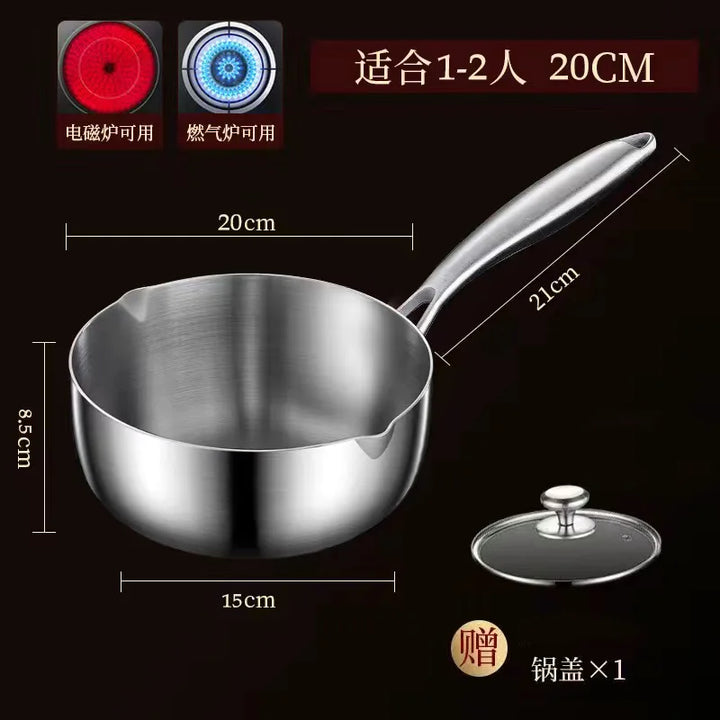 316 stainless steel flat-bottomed pan for household use, with thickened non-stick coating. Suitable for heating milk and cooking - Eagle 