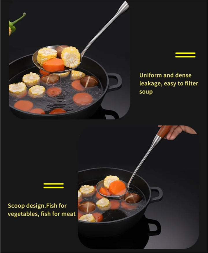 Rosewood Handle Stainless Steel Cookware Set Kitchen Durable Wok Spatula Colander Shovel Cooking Utensil Kitchenware Accessories - Eagle 