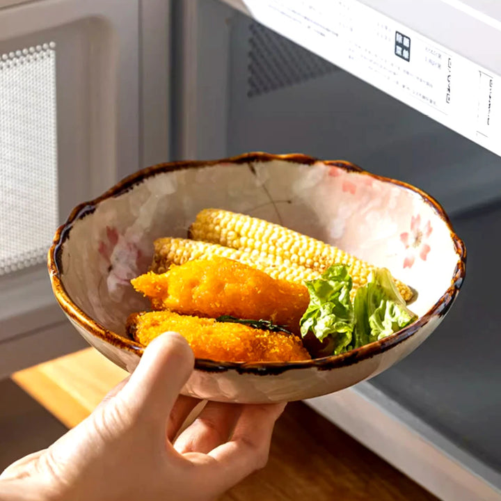 7.4" Ceramic Dinner Plate – Japanese Retro Deep Round Dinnerware - Eagle 