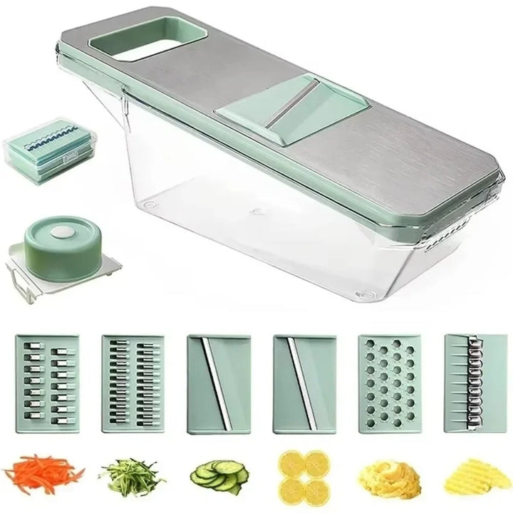 Duarble Adjustable 6 in 1 Veggie Slicer Multifunctional Manual Operation Vegetable Cutter Stainless Steel Julienne Shredder - Eagle 