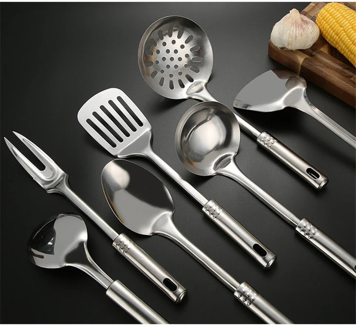 Kitchen Stainless Steel Korean Style Kitchenware Pots Set Cooking Tableware Food Rice Soup Spoon Colander Spatula Accessories - Eagle 