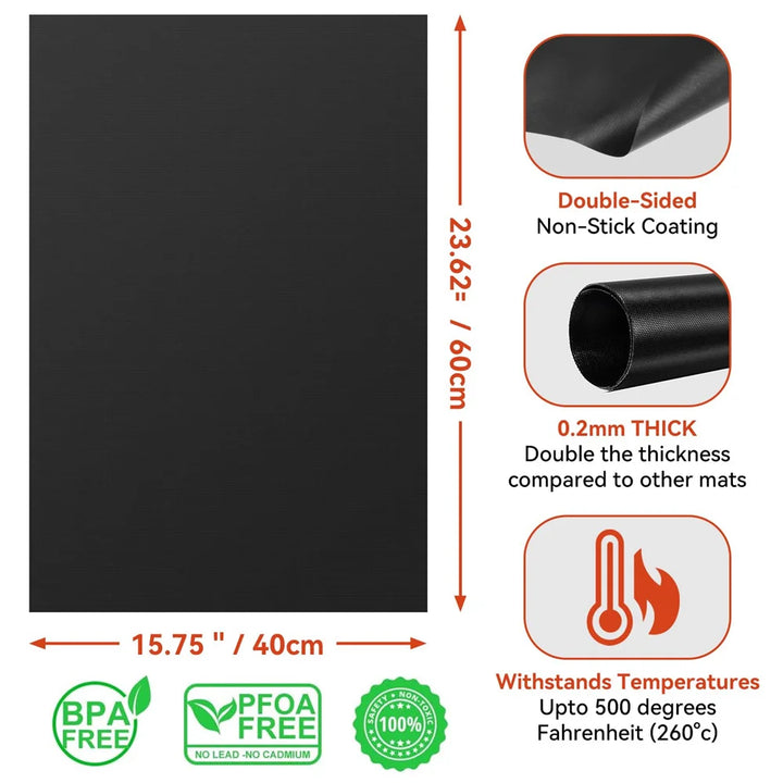 Oven Liners for Bottom of Electric Gas Oven Reusable Non-Stick Teflon Protector Mat Heat Resistant Grill Mats - Eagle 