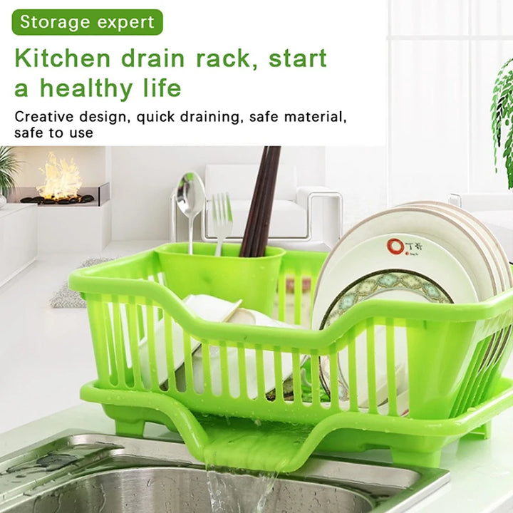 Kitchen Drainage Rack With Drainer Board Countertop Utensils Plates Chopsticks Bowls Spoons Storage Dish Drying Rack - Eagle 