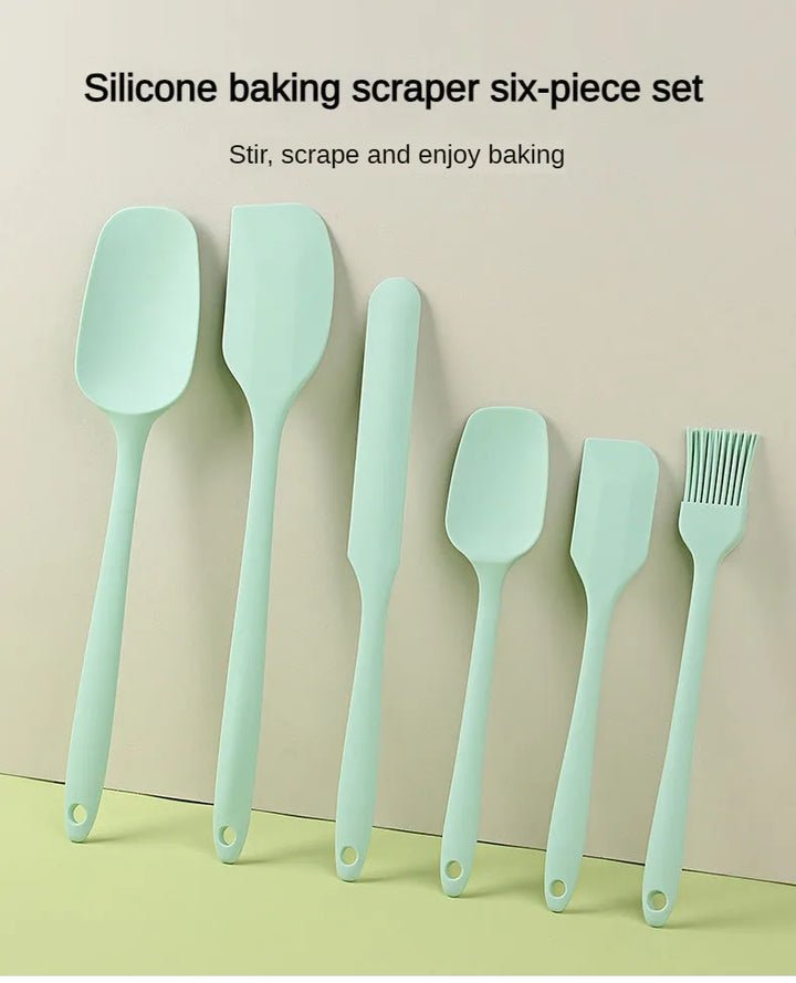 6pc Silicone Spatula set for baking-cake frosting kit with brush, non-stick scrapers & cream spreads |   cute kitchen gadgets - Eagle 