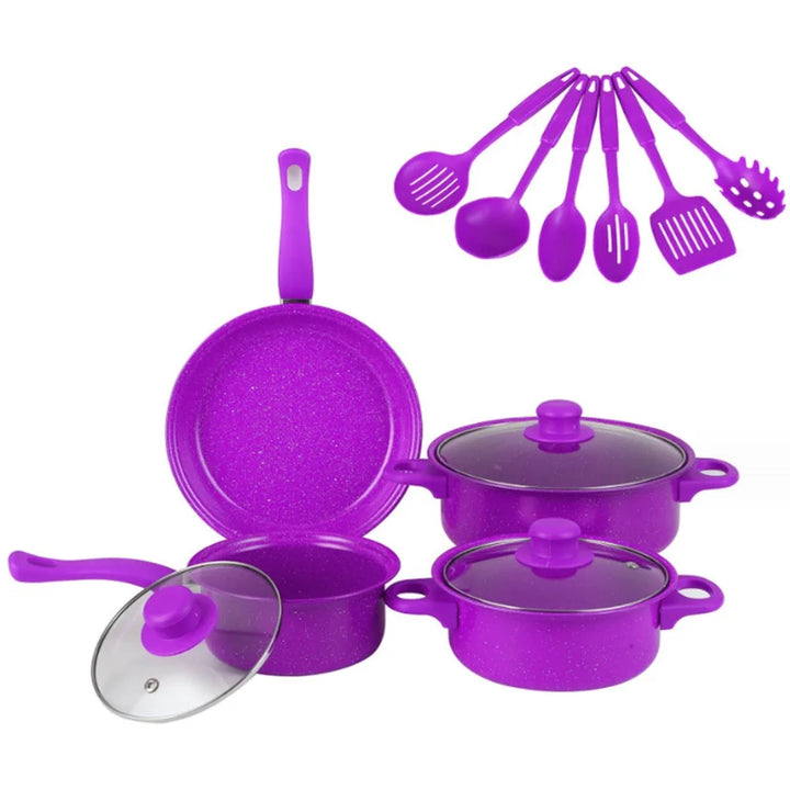 13pcs Durable Non Stick Cookware Set Multifunctional Kitchen Utensil Soup Milk Pot Maifanstone Frying Pan Household - Eagle 