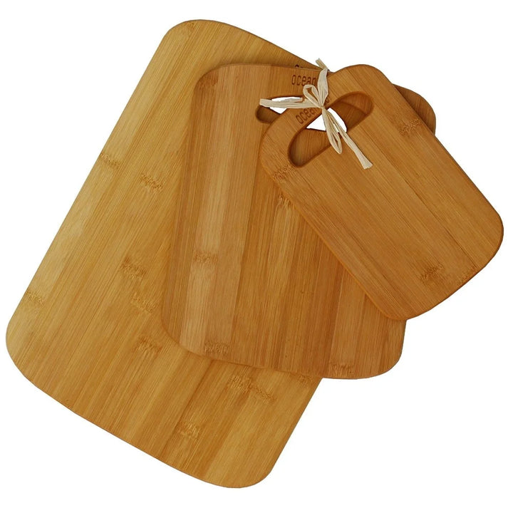 3 Piece Bamboo Cutting Board Set Eco Friendly Versatile Sizes Lightweight Kitchen Food Prep Hand Grips Easy Clean Wood Boards - Eagle 