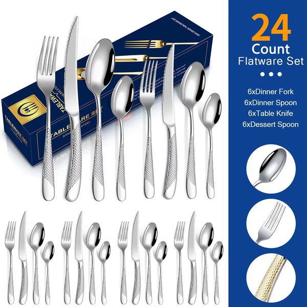 Kitchen Cutlery Sets Stainless Flatware Mirror Polished Design for Parties Birthdays Weddings Can give to Friends and Relatives - Eagle 