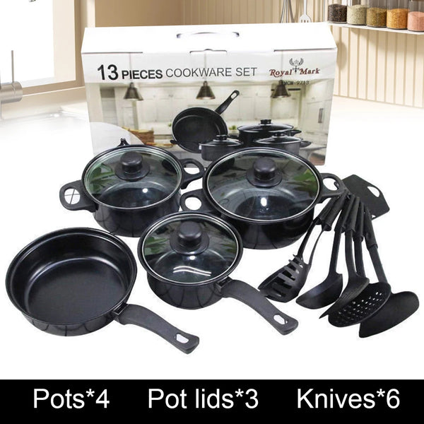 12-Piece Non-Stick Cookware Set Deep Frying Pan with Lid Milk Pot Maifan Stone Frying Pan Cooking Pot Set for All Hob - Eagle 