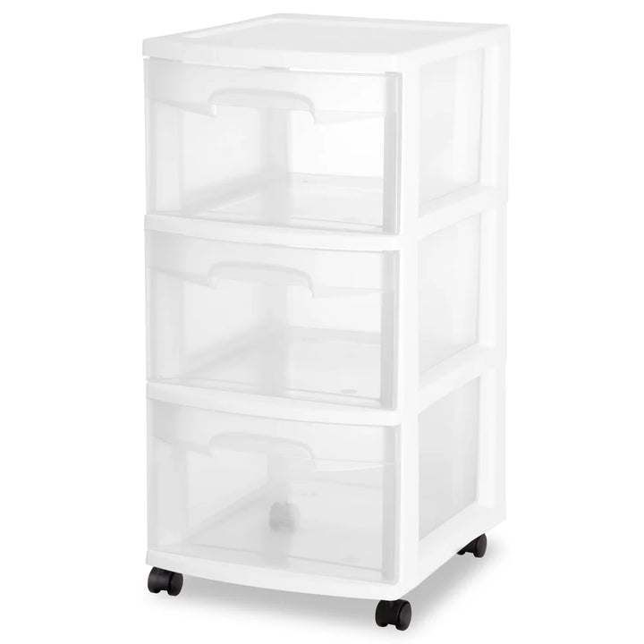 3 Drawer Plastic Storage Cart Rolling Organizer Multi-purpose Clear Bins Bedroom Kitchen Bathroom Craft Room Toy Organizer - Eagle 