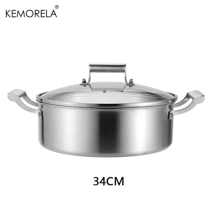 304 Stainless Steel Hot Pot German Five-layer Steel Hot Pot European Style Double Handle Soup Pot With Glass Cover Chinese Pot - Eagle 
