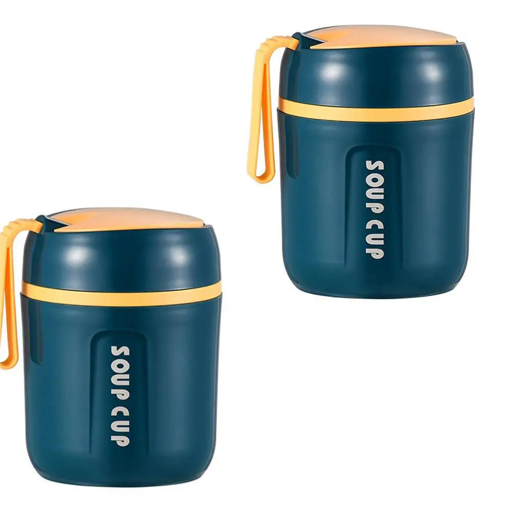 480ml Lunch Flask Stainless Steel Thermos Cup With Foldable Spoon Portable Food Flask Leak Proof Soup Flask For Kids Adult
