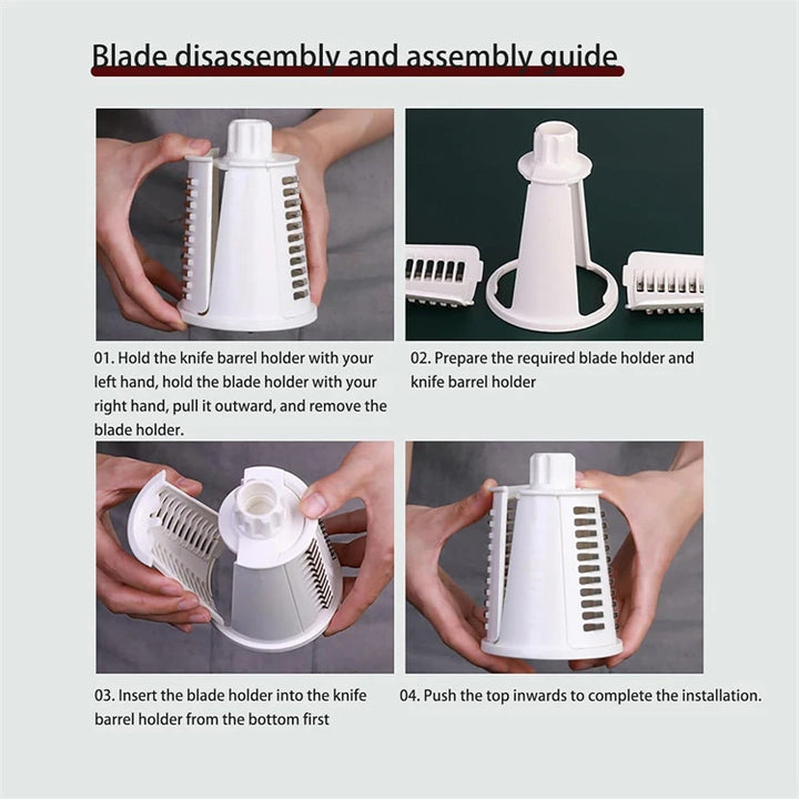 LMETJMA 5 in 1 Rotary Cheese Grater Shredder Kitchen Mandoline Vegetable Julienne Slicer Waffle Cutter Nut Chopper JT247 - Eagle 