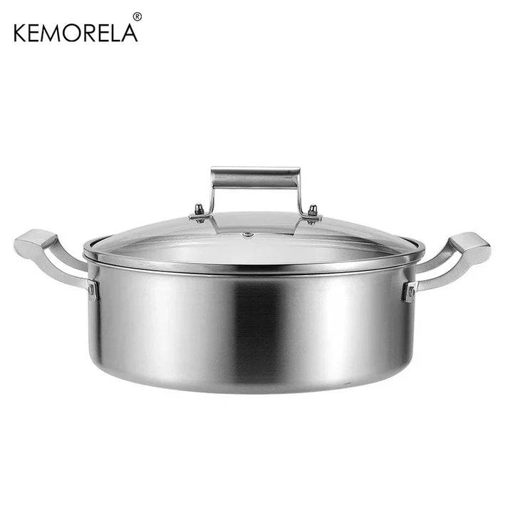 304 Stainless Steel Hot Pot German Five-layer Steel Hot Pot European Style Double Handle Soup Pot With Glass Cover Chinese Pot - Eagle 