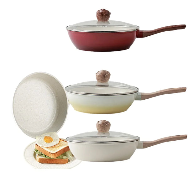 DONNOR Nonstick Ceramic Frying Pan Skillet 3.6L Frying Pan Skillet  with Lid Ceramic Skillets PFAS-Free Heat Resistant Handle - Eagle 