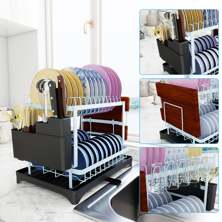 Pink Dish rack, kitchen storage organizer for bowls and plates, snap-on design, no drilling install, trendy home appliance - Eagle 