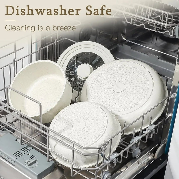 21Piece Ceramic Cookware Set with Detachable Handles for Healthy Cooking NonStick NonToxic PFAS PFOA PTFE Free Suitable for Dis - Eagle 