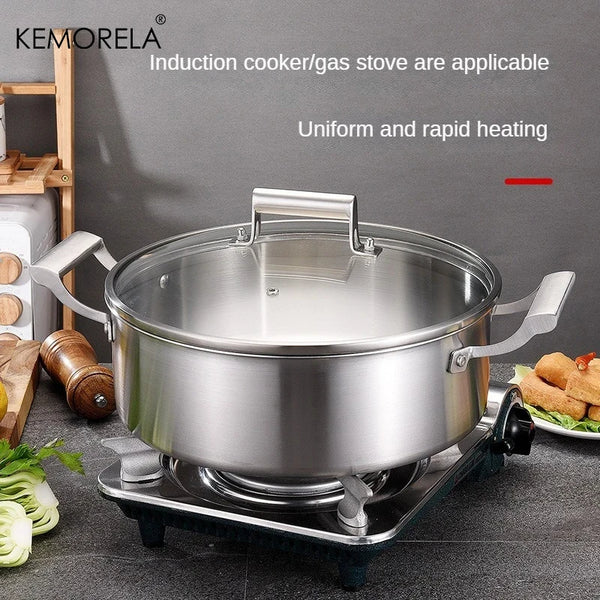304 Stainless Steel Hot Pot German Five-layer Steel Hot Pot European Style Double Handle Soup Pot With Glass Cover Chinese Pot - Eagle 