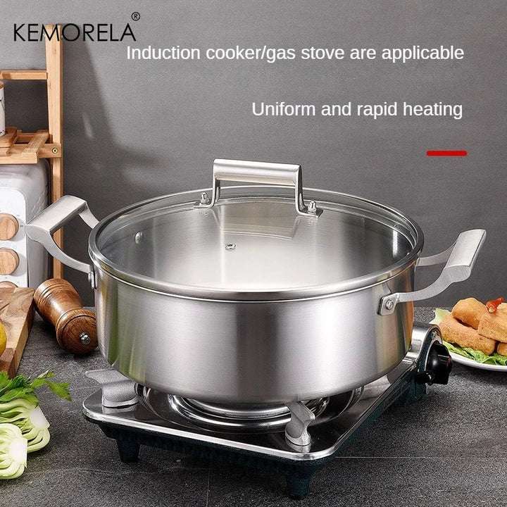 304 Stainless Steel Hot Pot German Five-layer Steel Hot Pot European Style Double Handle Soup Pot With Glass Cover Chinese Pot - Eagle 