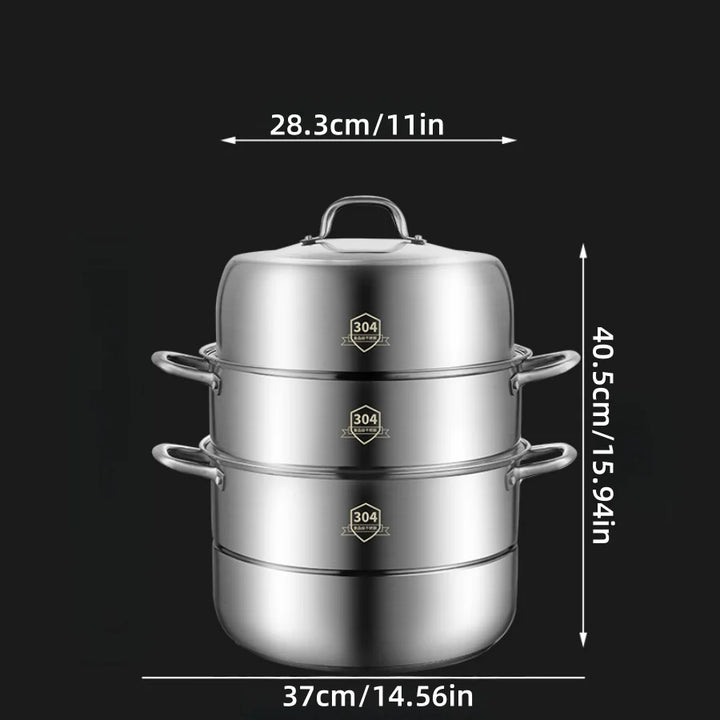 New Product 304 Stainless Steel Steamer Pot Soup Set Stainless Steel Cooker Cooking Soup Pot Steamer Pot - Eagle 