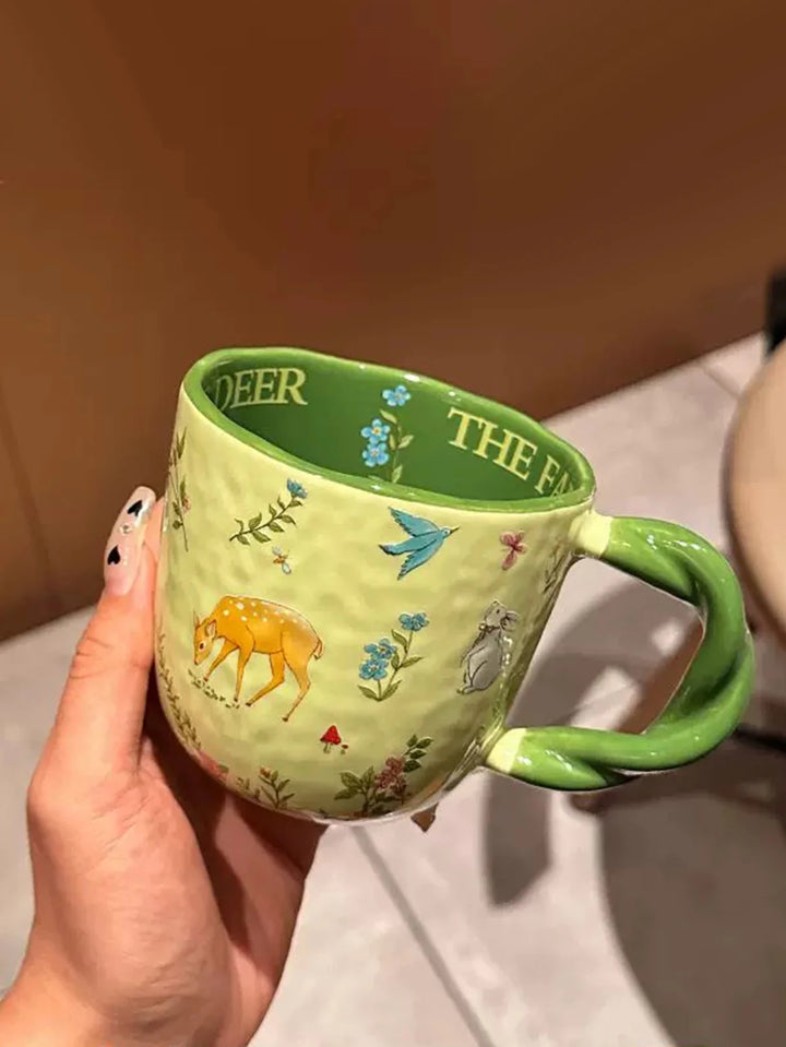 Mori cloth texture ceramic cup creative Fried Dough Twists handle cartoon coffee cup - Eagle 